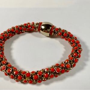 Banana Republic Magnetic Bracelet, Gold Tone with Orange Beads, 8”; Estate